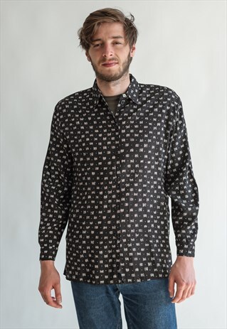VINTAGE 80S SHIRT IN MINIMAL PATTERN