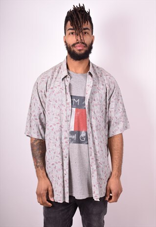 MENS VINTAGE SHIRT XL GREY 90S