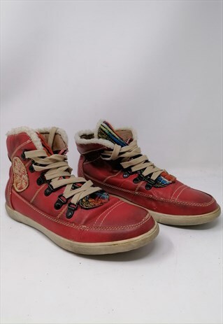 2TL2 RED LEATHER SHOES ANKLE BOOT