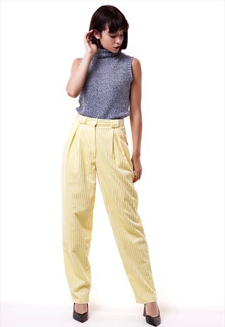 80S VINTAGE CORDUROY HIGH WAISTED TROUSERS 1565
