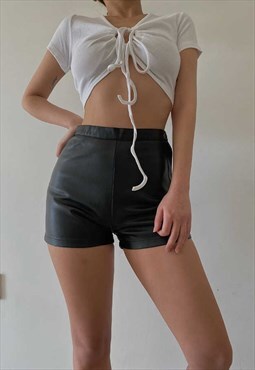 Black Skin Tight Faux Leather Shorts