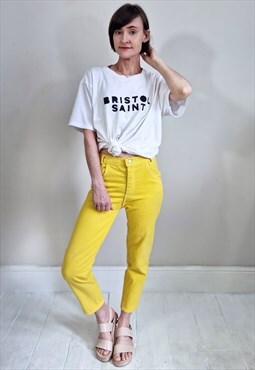 Vintage 80's Yellow Denim Low Rise Tapered Jeans