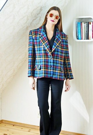 COLORFUL CHECKED WOOL JACKET