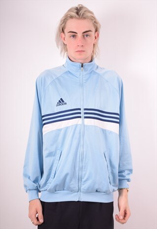 ADIDAS MENS VINTAGE TRACKSUIT TOP JACKET LARGE BLUE 90S