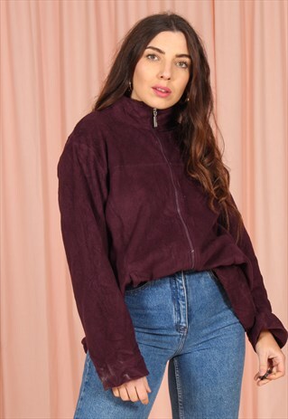 VINTAGE 90S FLEECE JACKET IN MAROON