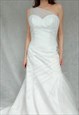 Vintage Y2k Cream One Shoulder Wedding Gown, Size 12