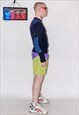 90'S VINTAGE SLIM RIBBED JUMPER WITH PATCHES IN COBALT BLUE