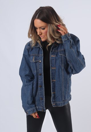 DENIM JACKET OVERSIZED FITTED VINTAGE UK 16 (EAND)