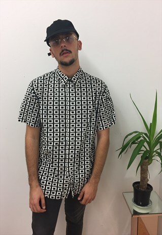 VINTAGE VERSACE 80S SHIRT BLACK AND WHITE