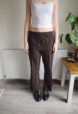 Vintage 90s Debenhams Low Rise Trousers Brown 