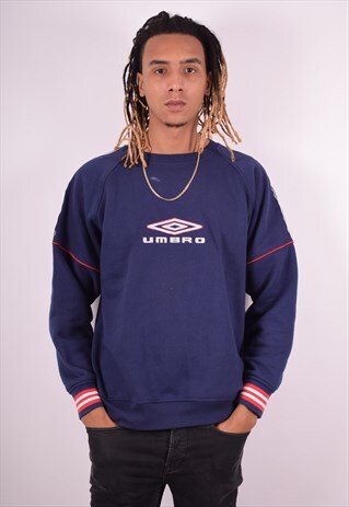 UMBRO MENS VINTAGE SWEATSHIRT JUMPER LARGE BLUE 90S
