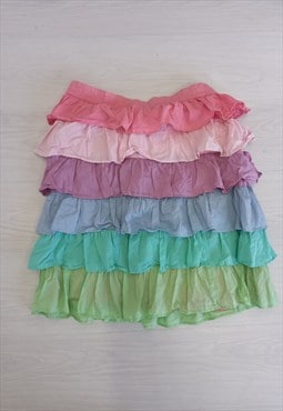 00's Ted Baker Skirt Pink Multi Pastel Ruffle