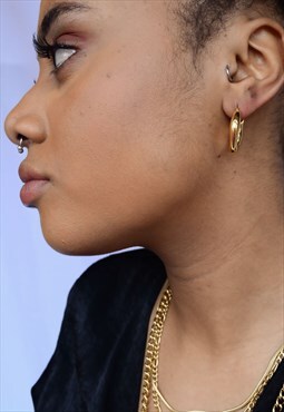Gold Hoop Mini Gemstone Earrings