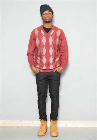 90'S GABICCI WOOL BLEND V-NECK WINTER JUMPER