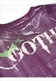 GOTHIC T-SHIRT BAT PRINT TEE ACID WASH PUNK TOP IN PURPLE