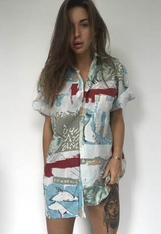 PATTERNED OVERSIZED RETRO VINTAGE UNISEX FESTIVAL SHIRT