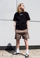 BROWN BADMINTON LOGO PRINTED CHECK SHORTS