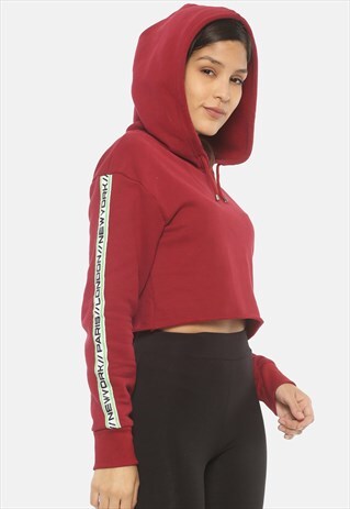 IS.U LOVE MAROON CROPPED HOODIE