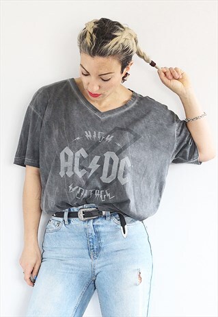Y2K GREY ACDC OVERSIZED T SHIRT