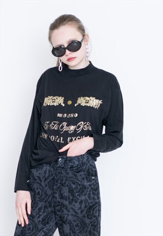 VINTAGE BLACK LONG SLEEVE RETRO SHIRT