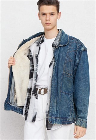 VINTAGE BLUE SHEARLING DENIM JACKET