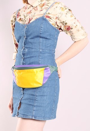 VINTAGE 90S BLOCK COLOUR FESTIVAL BUM BAG