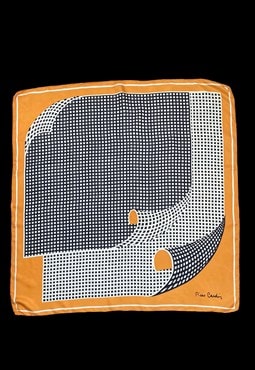 Pierre Cardin Vintage 70's Black White Yellow Check Scarf