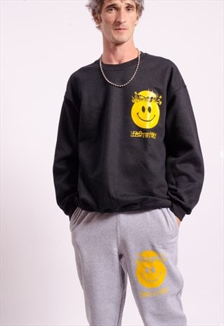WASP FACTORY SCREEN PRINTED SWEATER IN BLACK.