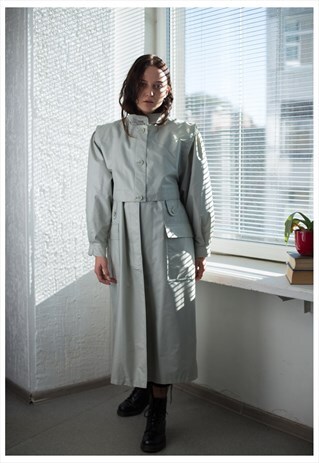 VINTAGE 80'S GREY TRENCH COAT