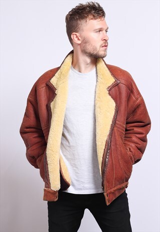 VINTAGE SUEDE AVIATOR FLEECE JACKET