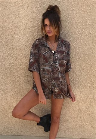 PATTERNED OVERSIZED RETRO VINTAGE UNISEX FESTIVAL SHIRT