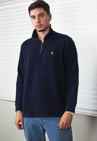 VINTAGE POLO RALPH LAUREN 1/4 ZIP SWEATSHIRT JUMPER XL 19.5