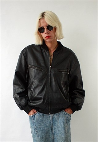 VINTAGE 90'S BOMBER LEATHER JACKET