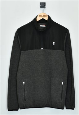 Vintage Fila Quarter Zip Sweatshirt Grey Large