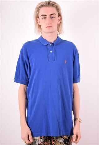 POLO RALPH LAUREN MENS VINTAGE POLO SHIRT XL BLUE 90S