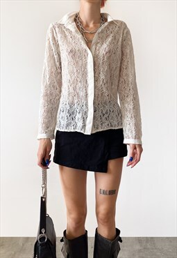 Preloved white lace shirt 