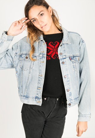 VINTAGE 80S LEVI'S PATCHED DENIM JACKET / R0967