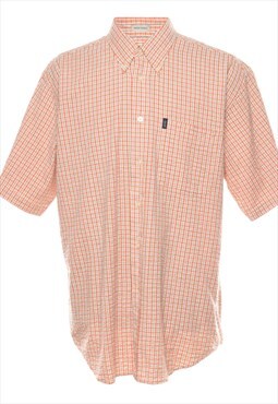 Izod Checked Short Sleeve Orange & White Shirt - L