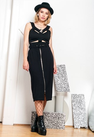 90S VINTAGE ZIP UP PENCIL SKIRT