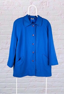 Vintage Eastex Wool Overcoat Blue Women's UK 16