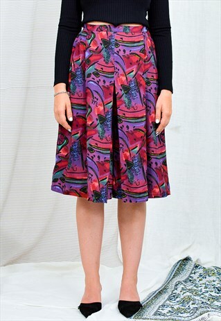 RETRO SHORTS VINTAGE 80S RELAXED FIT SKORTS ABSTRACT PRINTED