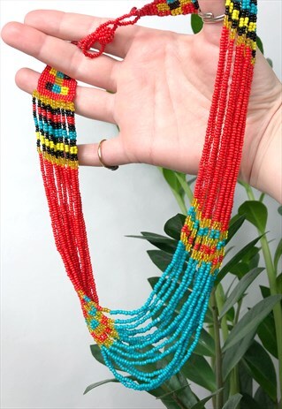 VINTAGE BEADED BOHO NECKLACE