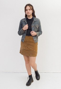 Vintage Women's 70's M Vintage Mini Suede A - Line Skirt 