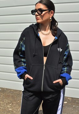 Y2K vintage reworked adidas check tartan fleece hoodie