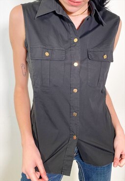 Vintage 90s black shirt sleeveless 