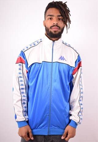 KAPPA MENS VINTAGE TRACKSUIT TOP JACKET XL BLUE 90S