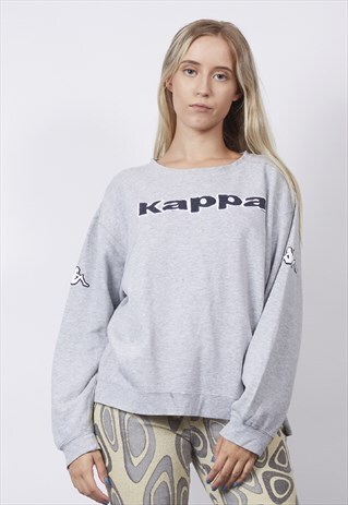 VINTAGE 90'S KAPPA TRIPLE LOGO GREY SWEATER