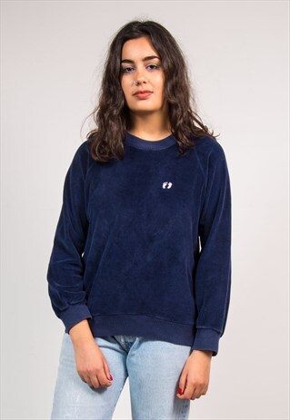 VINTAGE 90'S NAVY BLUE VELVET SWEATER JUMPER