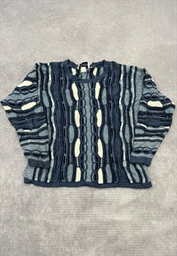 Vintage Knitted Jumper Abstract 3D Patterned Knit Sweater