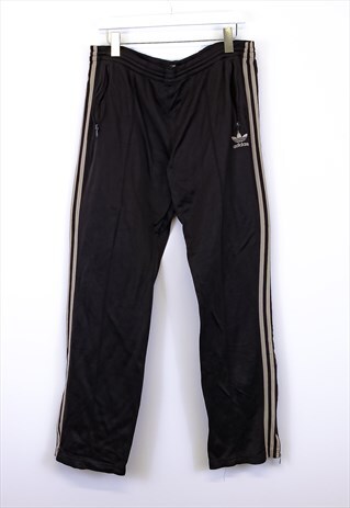 VINTAGE ADIDAS JOGGERS BLACK / GREY WITH EMBROIDERED LOGOS